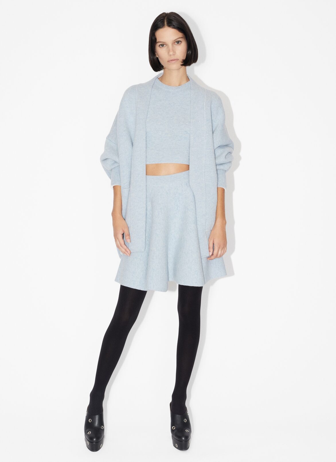 Shetland cropped t-shirt ALAÏA BLUE SHETLAND CROPPED T-SHIRT